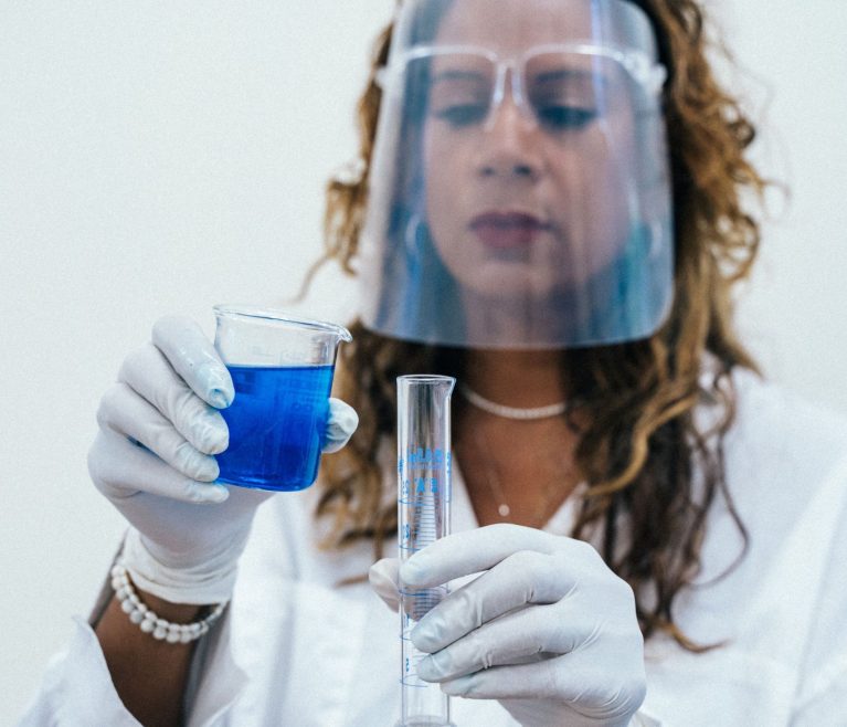 Laboratory scientist measuring a prepared sample for gelatin grade evaluation